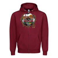Burgundy soccer mom with serape and leopard Zipper Hoodie - Artiststas