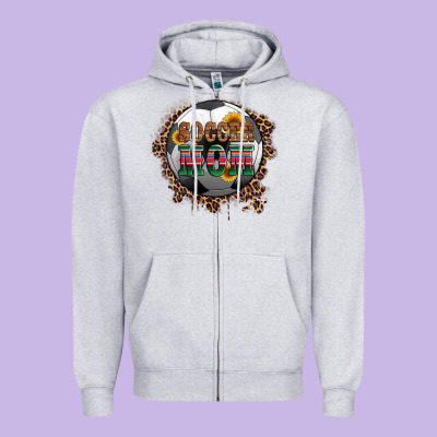 Soccer Mom With Serape And Leopard Zipper Hoodie Designed By Artiststas