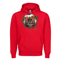 Red soccer mom with serape and leopard Zipper Hoodie - Artiststas