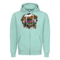 Seafoam soccer mom with serape and leopard Zipper Hoodie - Artiststas
