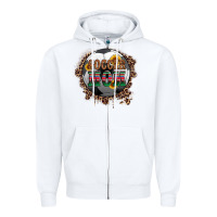White soccer mom with serape and leopard Zipper Hoodie - Artiststas