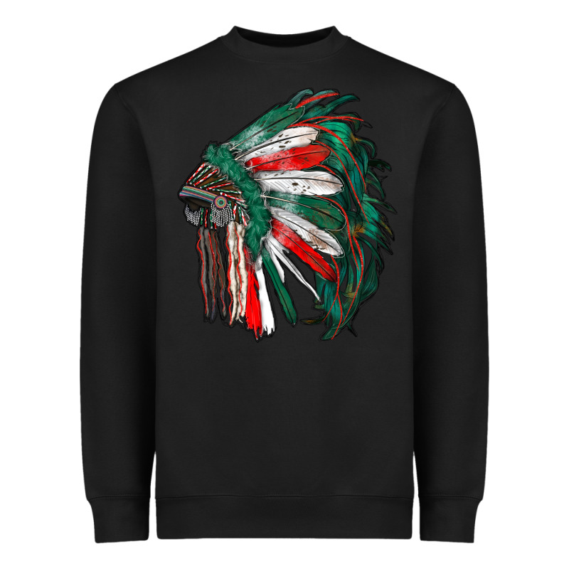 Mexican Flag Indian Headdress Heavyweight Sweatshirt by RanaPortraitStore | Teevron