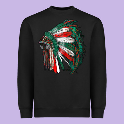 Mexican Flag Indian Headdress Heavyweight Sweatshirt Designed By Ranaportraitstore