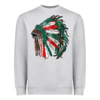 Heather Grey mexican flag indian headdress Heavyweight Sweatshirt - RanaPortraitStore