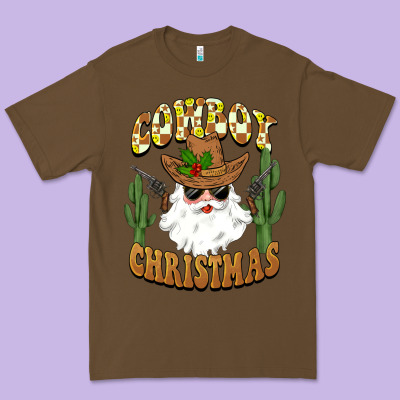 Cowboy Christmas Santa Premium Tee Designed By Barkaloodesign