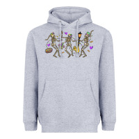 Heather Grey dancing skeletons mardi gras Heavyweight Hoodie - MaliasSmallBusiness