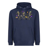 Navy dancing skeletons mardi gras Heavyweight Hoodie - MaliasSmallBusiness