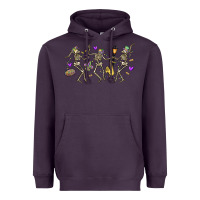 Plum dancing skeletons mardi gras Heavyweight Hoodie - MaliasSmallBusiness