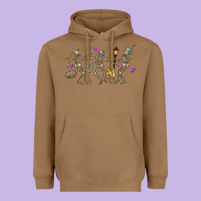 Dancing Skeletons Mardi Gras Heavyweight Hoodie Designed By Maliassmallbusiness