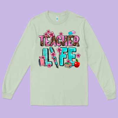 Teacher Life Long Sleeve Tee Designed By Adodesignshop