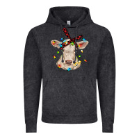Vintage Black charolais calf with christmas lights baby cow Vintage Hoodie - RanaPortraitStore