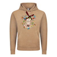 Vintage Coffee charolais calf with christmas lights baby cow Vintage Hoodie - RanaPortraitStore