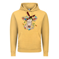 Vintage Mustard charolais calf with christmas lights baby cow Vintage Hoodie - RanaPortraitStore