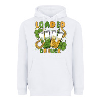 White loaded on luck Heavyweight Hoodie - MaliasSmallBusiness