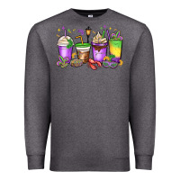 Charcoal Heather mardi gras coffee cups Premium Sweatshirt - MaliasSmallBusiness