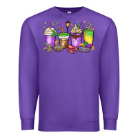 Purple mardi gras coffee cups Premium Sweatshirt - MaliasSmallBusiness