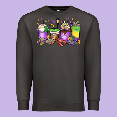 Mardi Gras Coffee Cups Premium Sweatshirt Designed By Maliassmallbusiness