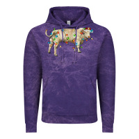 Cloud Purple Charolais bull with christmas lights Vintage Hoodie - RanaPortraitStore