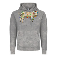 Cloud Rock Charolais bull with christmas lights Vintage Hoodie - RanaPortraitStore