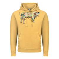 Vintage Mustard Charolais bull with christmas lights Vintage Hoodie - RanaPortraitStore