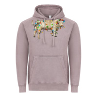 Vintage Zinc Charolais bull with christmas lights Vintage Hoodie - RanaPortraitStore