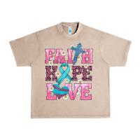 French Oak faith hope love  cross and ribbon Urban Heavy Tee - HRA Design Shop