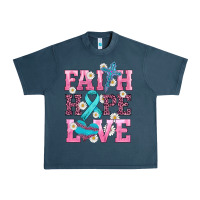 Midnight Navy faith hope love  cross and ribbon Urban Heavy Tee - HRA Design Shop