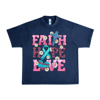 Navy faith hope love  cross and ribbon Urban Heavy Tee - HRA Design Shop
