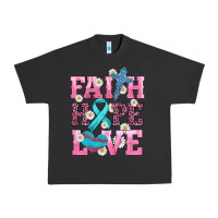 Pigment Black faith hope love  cross and ribbon Urban Heavy Tee - HRA Design Shop