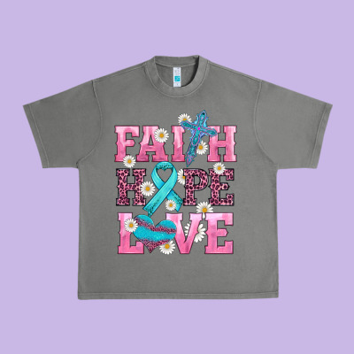 Faith Hope Love  Cross And Ribbon Urban Heavy Tee Designed By Hra Design Shop
