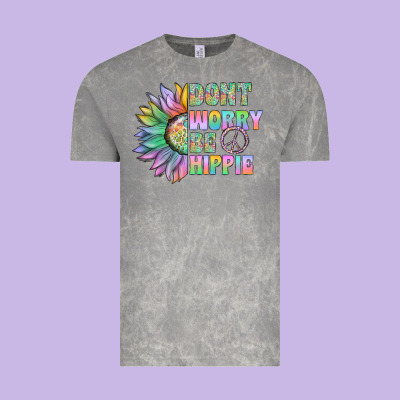 Don't Worry Be Hippie Vintage Tee Designed By Cowhidedigitalart