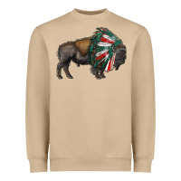 Mushroom mexican bison with indian headdress Heavyweight Sweatshirt - RanaPortraitStore