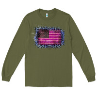 Army Green Old Leopard American Flag Long Sleeve Tee - Bettercallsaul
