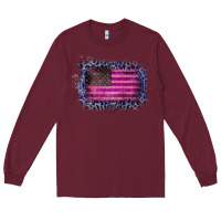 Burgundy Old Leopard American Flag Long Sleeve Tee - Bettercallsaul