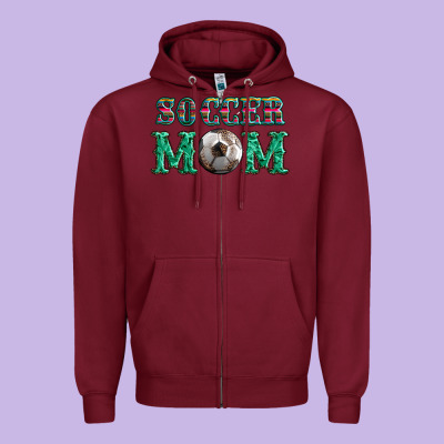 Soccer Mom With Leopard Ball And Serape Leopard Zipper Hoodie Designed By Artiststas