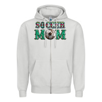 Dove Grey soccer mom with leopard ball and serape leopard Zipper Hoodie - Artiststas
