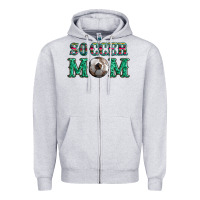 Heather Grey soccer mom with leopard ball and serape leopard Zipper Hoodie - Artiststas