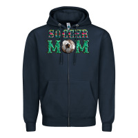 Navy soccer mom with leopard ball and serape leopard Zipper Hoodie - Artiststas