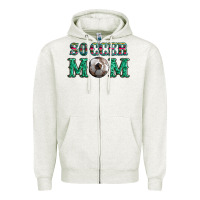 Oatmeal Heather soccer mom with leopard ball and serape leopard Zipper Hoodie - Artiststas