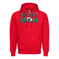 Red soccer mom with leopard ball and serape leopard Zipper Hoodie - Artiststas
