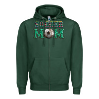 Sports Green soccer mom with leopard ball and serape leopard Zipper Hoodie - Artiststas