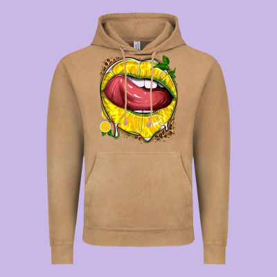 Lemon Lips With Leopard Vintage Hoodie Designed By Texasbilliewilder