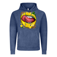 Vintage Denim lemon lips with leopard Vintage Hoodie - texasbilliewilder