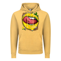 Vintage Mustard lemon lips with leopard Vintage Hoodie - texasbilliewilder