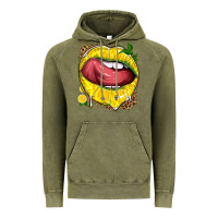 Vintage Olive lemon lips with leopard Vintage Hoodie - texasbilliewilder