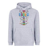 Heather Grey he is risen cross Heavyweight Hoodie - MaliasSmallBusiness