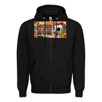 Black soccer mom with ball and sunflower cactus serape licanse plate Zipper Hoodie - Artiststas