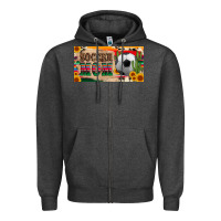 Charcoal Heather soccer mom with ball and sunflower cactus serape licanse plate Zipper Hoodie - Artiststas