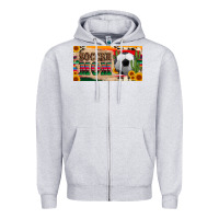 Heather Grey soccer mom with ball and sunflower cactus serape licanse plate Zipper Hoodie - Artiststas