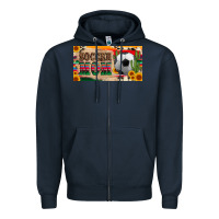 Navy soccer mom with ball and sunflower cactus serape licanse plate Zipper Hoodie - Artiststas